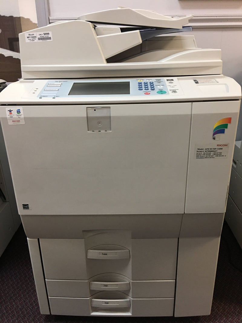 Absolute Toner Pre-owned Ricoh Aficio MP C6000 High Speed 60 PPM Color Printer Copier - Great deal for 60PPM copier Lease 2 Own Copiers