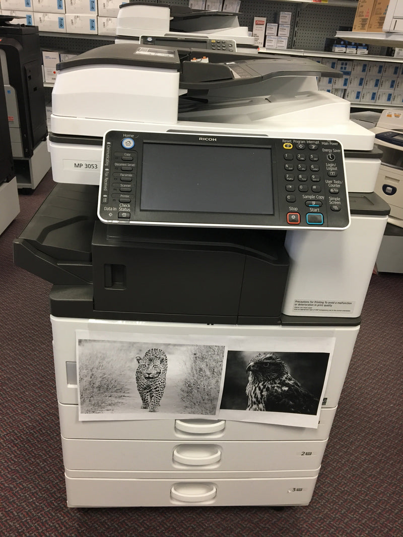 Absolute Toner Ricoh MP 3053 Black and White Copy Machine Color Scanner Pre-Owned - 171k Pages Printed Warehouse Copier