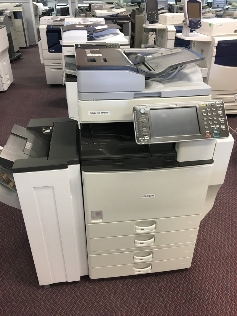 Absolute Toner Pre Owned Ricoh MP 5002sp 5002 Monochrome 11x17 Printer Color Scanner REPOSSESSED Office Copiers In Warehouse