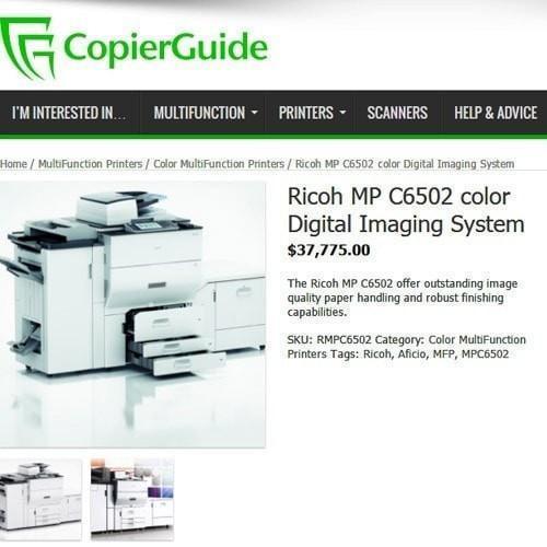 Absolute Toner Ricoh MP C6502 6502 Color Laser High Speed 65 PPM Production level Printer Copier Scanner 12x18 - Repossessed only 116k pages Warehouse Copier