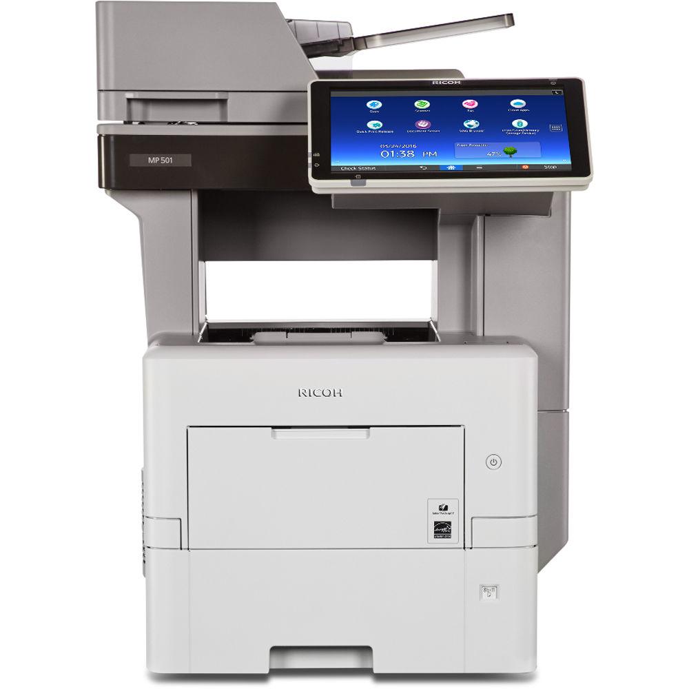 $25/Month Ricoh MP 501 SPF Monochrome Multifunction Laser Printer Copier Scanner With Large LCD Touch Screen, 50 PPM For Office Use - Mississauga Copiers