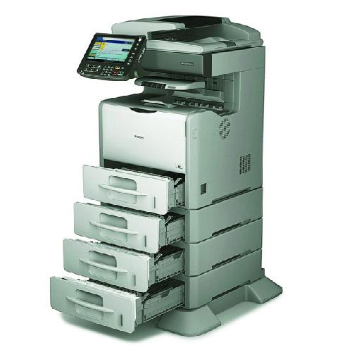 Absolute Toner REPOSSESSED Ricoh Aficio SP 5200S Monochrome Laser Multifunction Printer Office Copiers In Warehouse