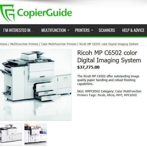 Absolute Toner Ricoh Multifunction C6502 COLOUR PRINTER. Warehouse Copier